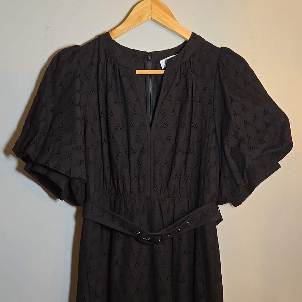 Diane Von Furstenberg Polina Belted Eyelet Short Puff Sleeved Midi Dress NWOT - Picture 5 of 16
